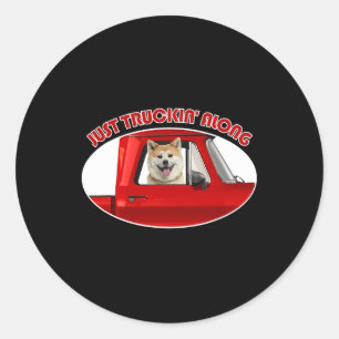 Hond Akita gewoon Truckin langs Akita Ronde Sticker