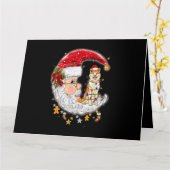 Hond Akita met kerstmuts kerstboom lichten Kaart (Gele Bloem)