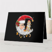 Hond Akita met kerstmuts kerstboom lichten Kaart (Voorkant)