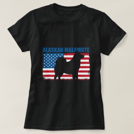 Hond Alaskan Malamute Amerikaanse vlag Alaskan Mal T-shirt (Design voorkant)