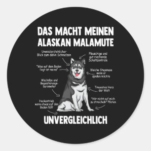 Hond Alaskan Malamute Anatomie van een Alaska Mala Ronde Sticker