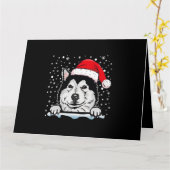 Hond Alaskan Malamute Hond Kerstmis Santa Hat Matc Kaart (Gele Bloem)