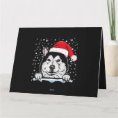 Hond Alaskan Malamute Hond Kerstmis Santa Hat Matc Kaart (Achterkant)