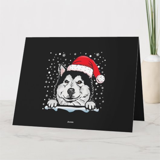 Hond Alaskan Malamute Hond Kerstmis Santa Hat Matc Kaart (Achterkant)