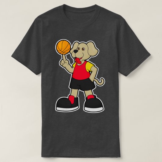 Hond als basketballer met basketbal 3 t-shirt (Design voorkant)