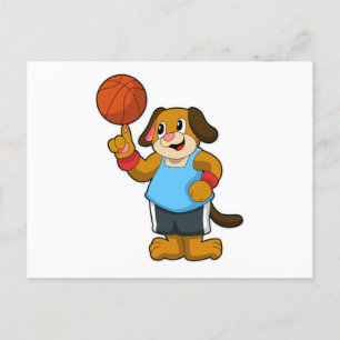 Hond als basketballer met basketbal briefkaart