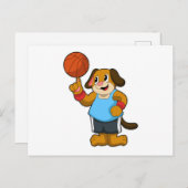 Hond als basketballer met basketbal briefkaart (Voorkant / Achterkant)