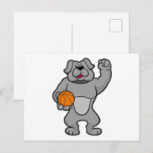 Hond als basketballer met basketbal briefkaart (Voorkant / Achterkant)