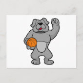 Hond als basketballer met basketbal briefkaart (Voorkant)