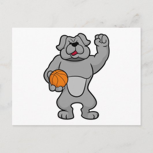 Hond als basketballer met basketbal briefkaart (Voorkant)