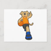 Hond als basketballer met basketbal briefkaart (Voorkant)