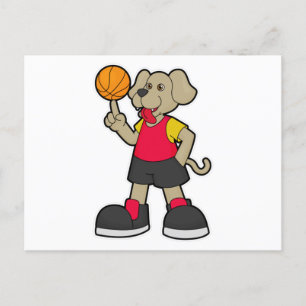 Hond als basketballer met basketbal briefkaart