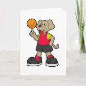 Hond als basketballer met basketbal kaart (Voorkant)