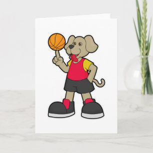 Hond als basketballer met basketbal kaart