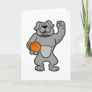 Hond als basketballer met basketbal kaart