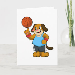 Hond als basketballer met basketbal kaart