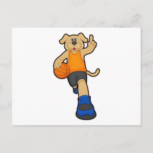 Hond als basketballspeler met basketbal briefkaart (Voorkant)
