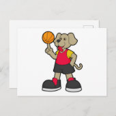 Hond als basketballspeler met basketbal briefkaart (Voorkant / Achterkant)