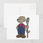 Hond als boer met hark en hoed briefkaart (Voorkant / Achterkant)