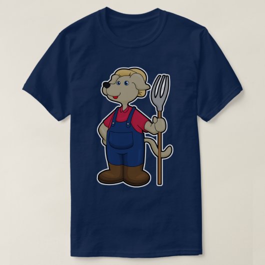 Hond als Boer met Rake Pet T-shirt (Design voorkant)
