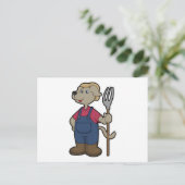 Hond als boer met rook en Pet Briefkaart (Staand voorkant)