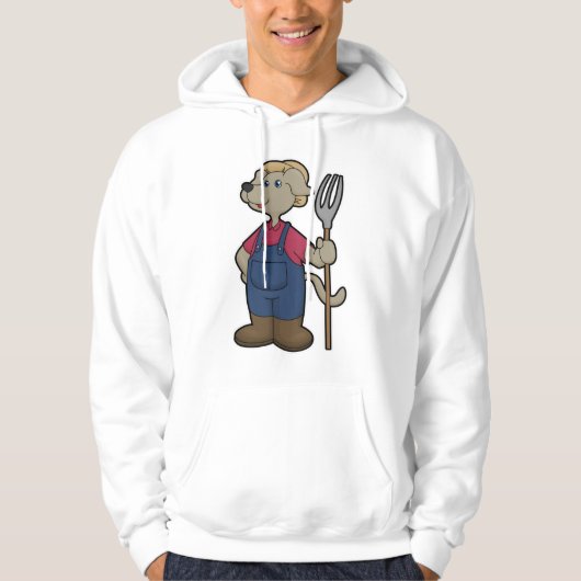 Hond als boer met rook en Pet Hoodie (Voorkant)