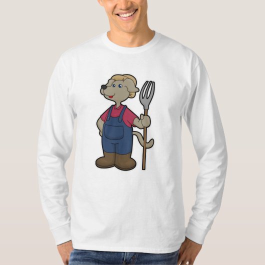 Hond als boer met rook en Pet T-shirt (Voorkant)