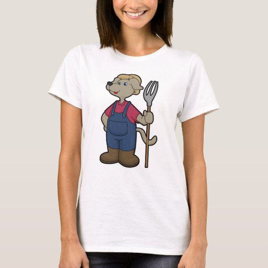 Hond als boer met rook en Pet T-shirt (Voorkant)