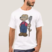 Hond als boer met rook en Pet T-shirt (Voorkant)