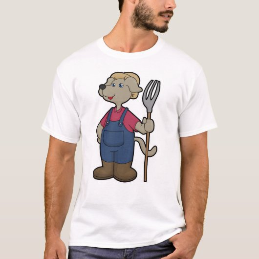 Hond als boer met rook en Pet T-shirt (Voorkant)