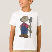 Hond als boer met rook en Pet T-shirt (Voorkant)