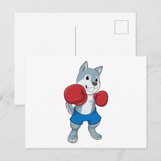 Hond als Boxer met Bokshandschoenen Briefkaart (Voorkant / Achterkant)