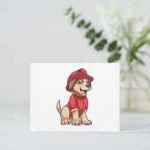 Hond als brandweerman met brandweerhelm briefkaart (Staand voorkant)