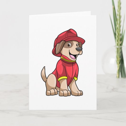 Hond als brandweerman met brandweerhelm kaart (Voorkant)