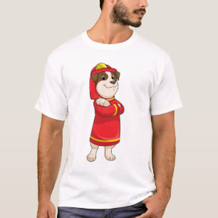Hond als brandweerman met Helmet T-shirt