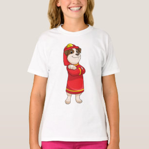 Hond als brandweerman met Helmet T-shirt