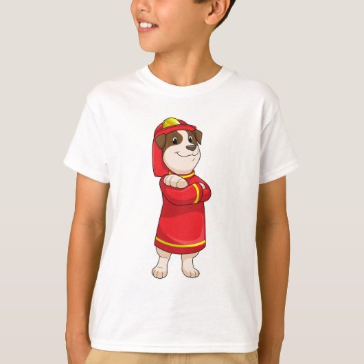 Hond als brandweerman met Helmet T-shirt (Voorkant)