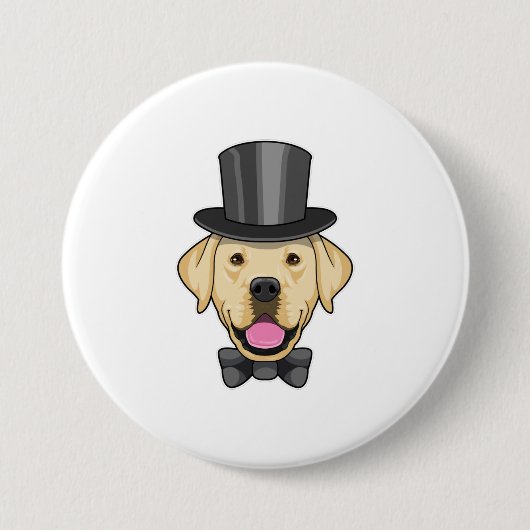 Hond als bruidegom met bruidsboeket ronde button 7,6 cm (Voorkant)