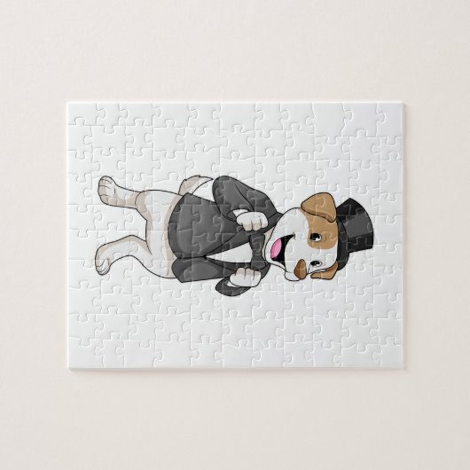Hond als bruidegom met lint legpuzzel (Horizontaal)