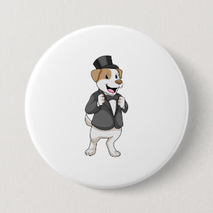 Hond als bruidegom met lint ronde button 7,6 cm