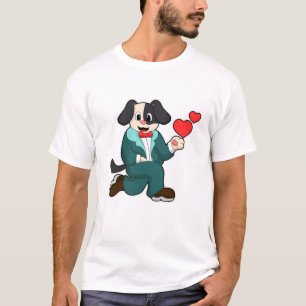 Hond als bruidegom met pak en stropdas t-shirt