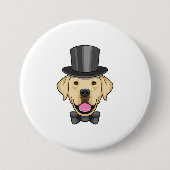 Hond als bruidegom met strik ronde button 7,6 cm (Voorkant)