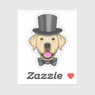 Hond als bruidegom met strik sticker