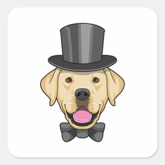 Hond als bruidegom met strik vierkante sticker (Voorkant)