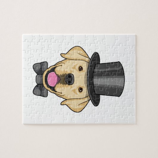 Hond als bruin met hoed legpuzzel (Horizontaal)