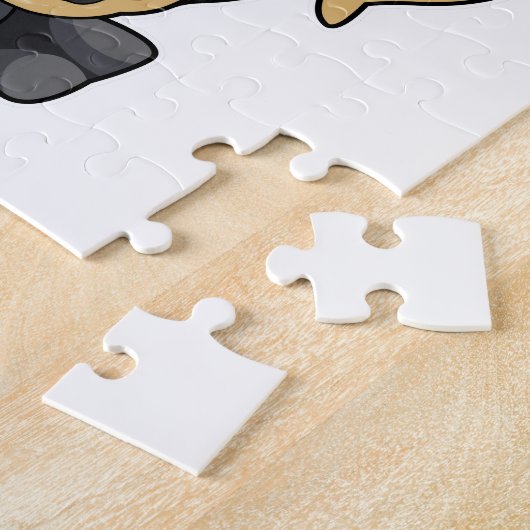 Hond als bruin met hoed legpuzzel (Zijkant)