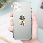 Hond als bruin met hoed sticker (Telefoon)