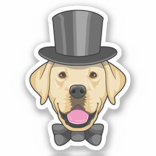 Hond als bruin met hoed sticker (Voorkant)