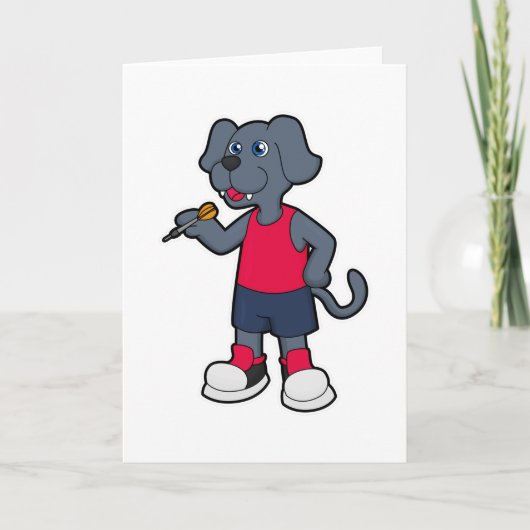 Hond als Dart speler met Pijlen Kaart (Voorkant)