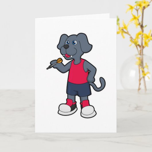 Hond als Dart speler met Pijlen Kaart (Gele Bloem)